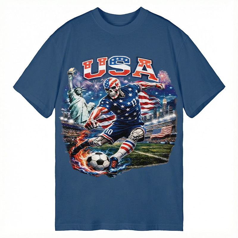 Modecanvas USA Soccer Skull DTG Printing Classic T-Shirt-modecanvas