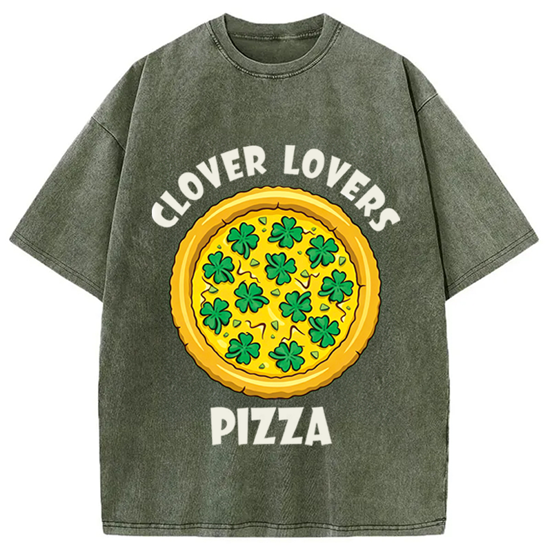 Modecanvas Clover Lovers Pizza DTG Printing Washed T-Shirt