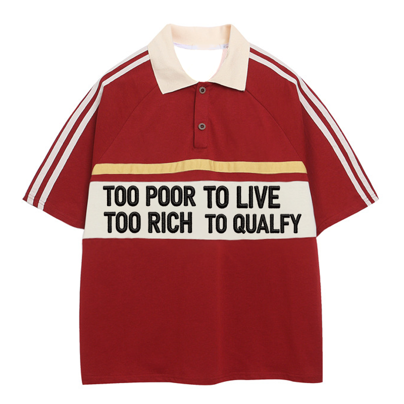 Modecanvas Too Poor To Live Polo Embroidered T-Shirt