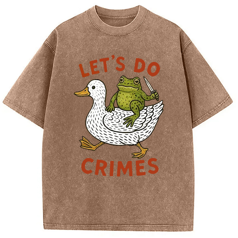 Modecanvas Frog Ready To Commit Crime Washed T-Shirt