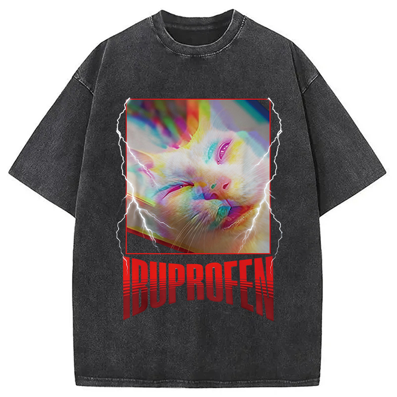 Modecanvas Stupid Silly Cat Meme DTG Printing Washed T-Shirt