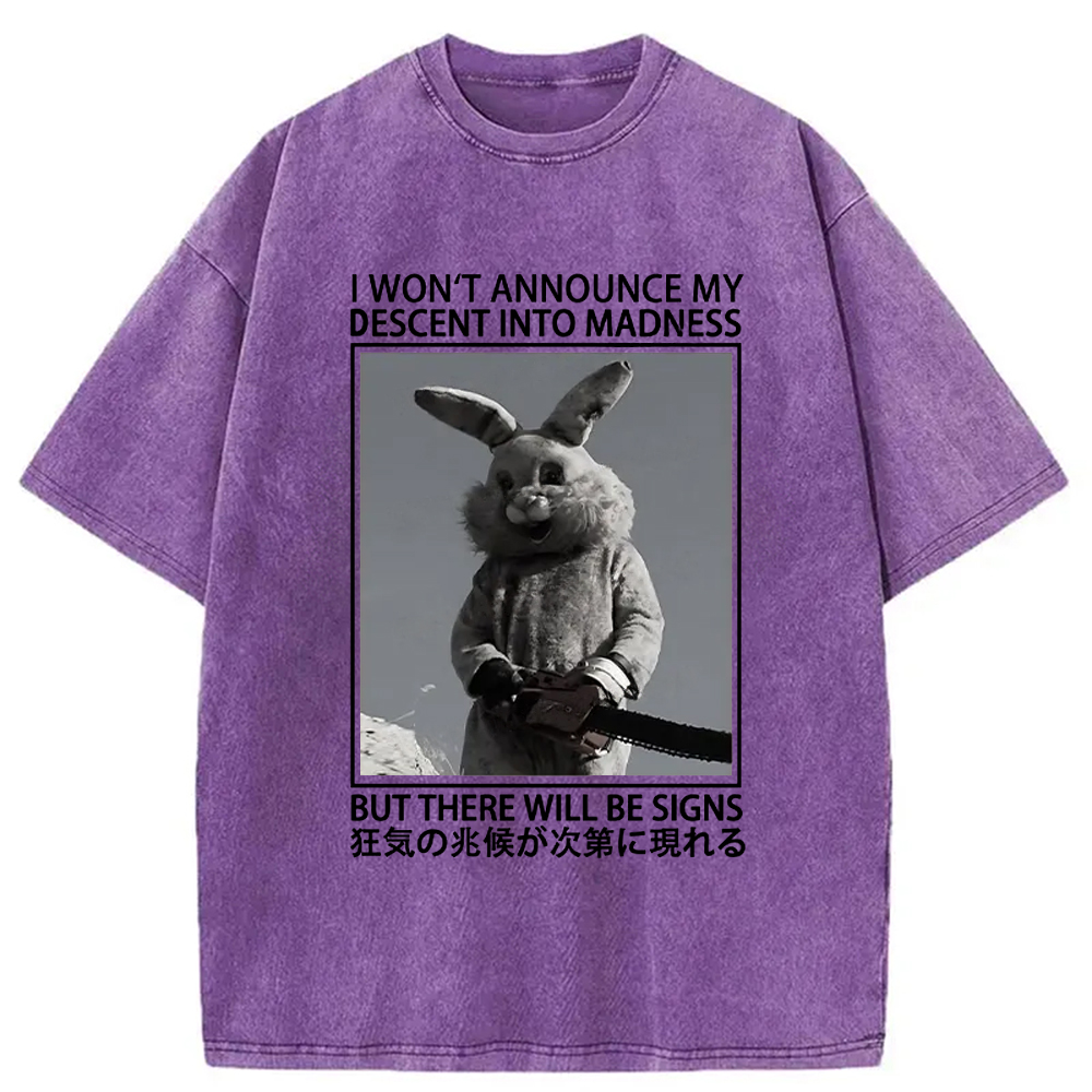Modecanvas Rabbit Goes Into Madness Washed T-Shirt-modecanvas