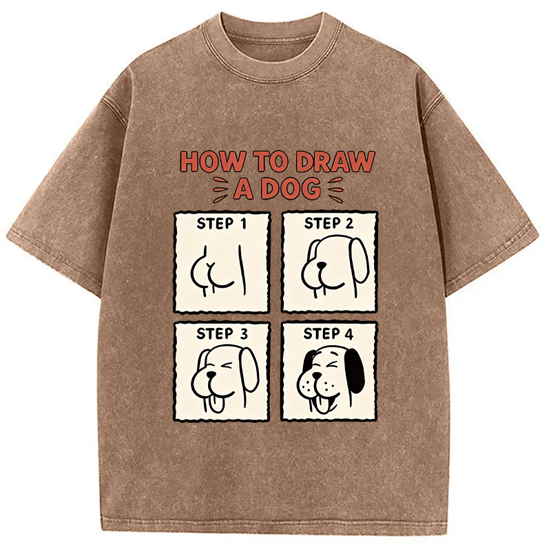 Modecanvas How To Draw A Dog DTG Printing Washed T-Shirt