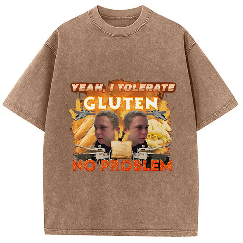 Modecanvas I Tolerate Gluten Meme Washed T-Shirt