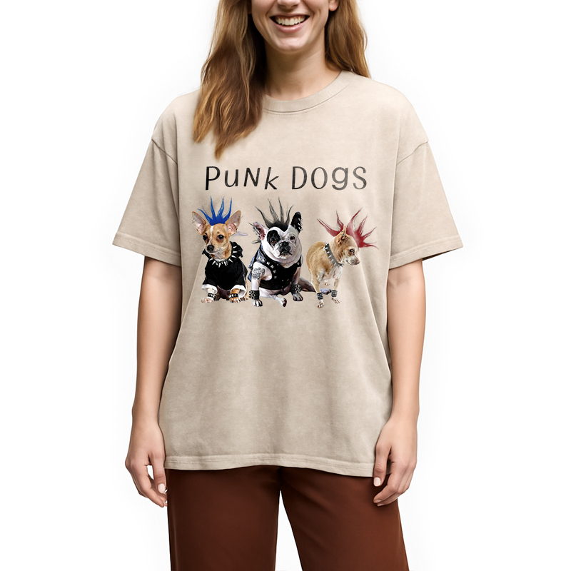 Modecanvas Punk Dogs DTG Printing Washed T-Shirt