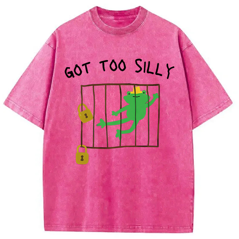 Modecanvas Got Too Silly Frog Meme DTG Printing Washed T-Shirt