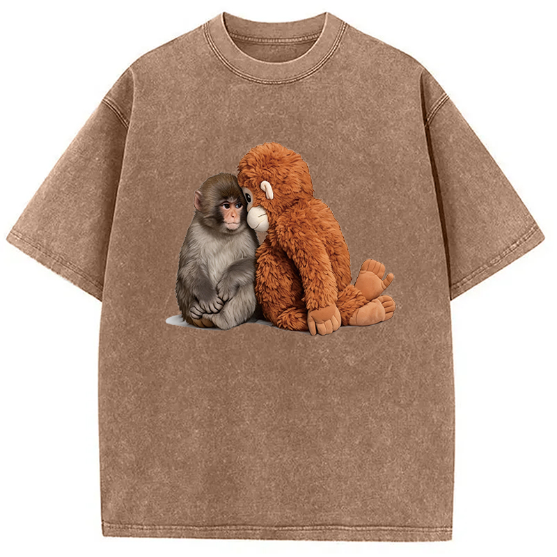 Modecanvas Plush Monkey DTG Printing Washed T-Shirt