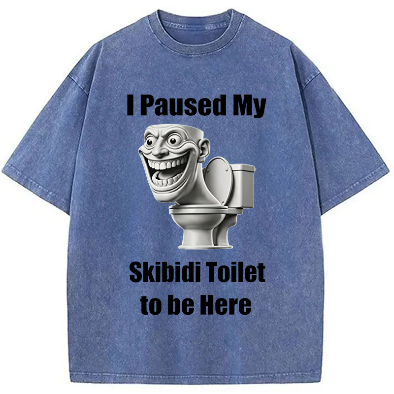 Modecanvas I Paused My Skibidi Toilet To Be Here DTG Printing Washed T-Shirt