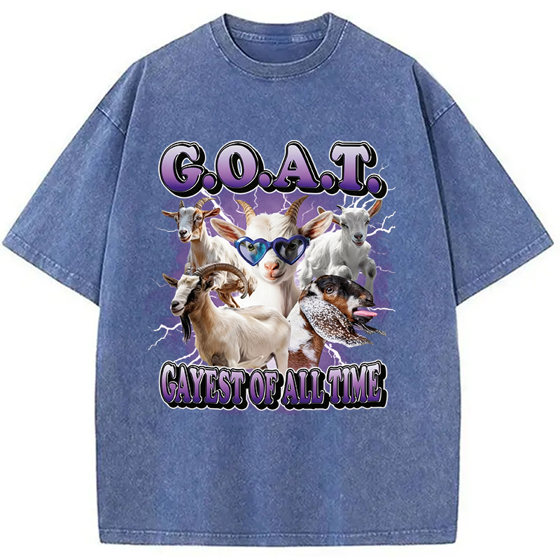 Modecanvas GOAT Gayest Of All Time DTG Printing Washed T-Shirt