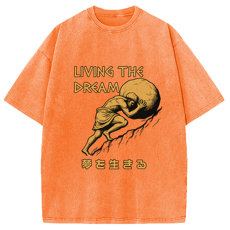 Modecanvas Living The Dream Meme Washed T-Shirt