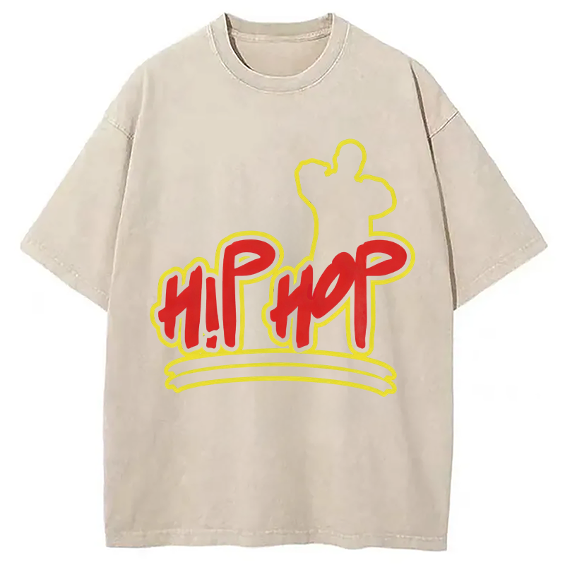 Modecanvas Hip Hop Hop DTG Printing Washed T-Shirt