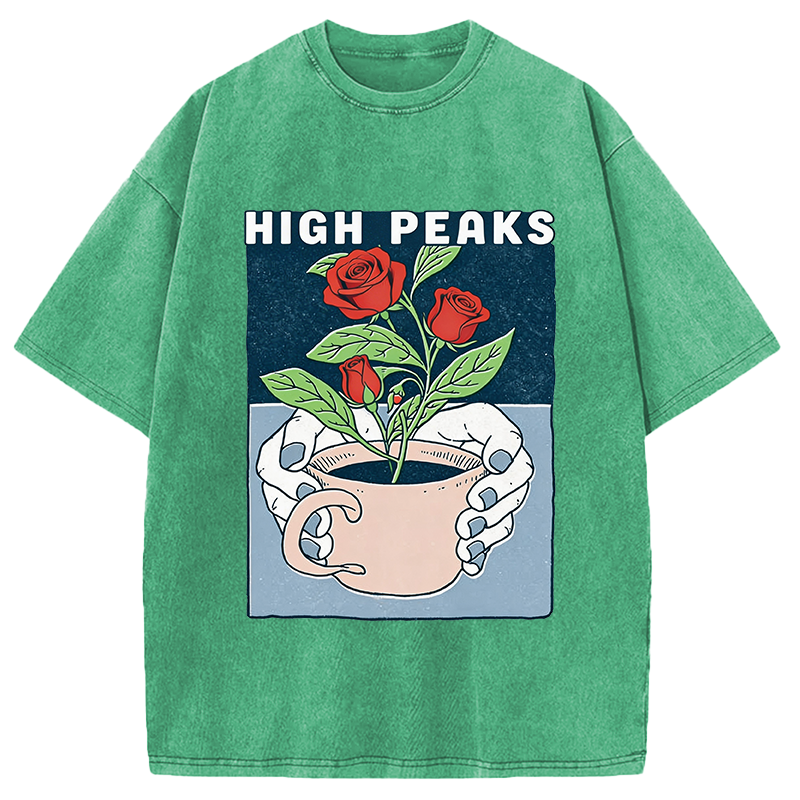 Modecanvas Planted Flower DTG Printing Washed T-Shirt