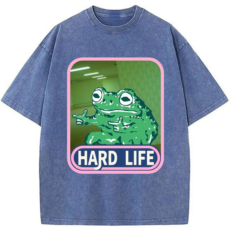 Modecanvas The Backrooms Hard Life Frog Washed T-Shirt