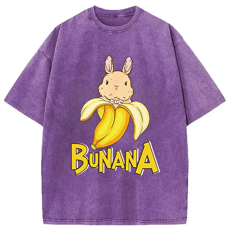 Modecanvas Funny Banana Bunny DTG Printing Washed T-Shirt