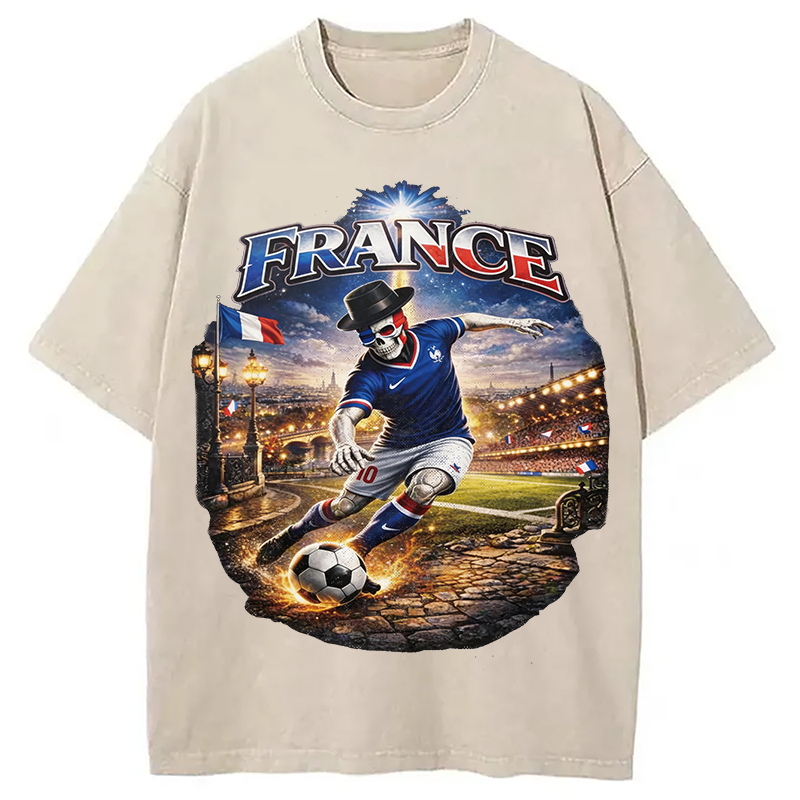 Modecanvas France Soccer DTG Printing Washed T-Shirt
