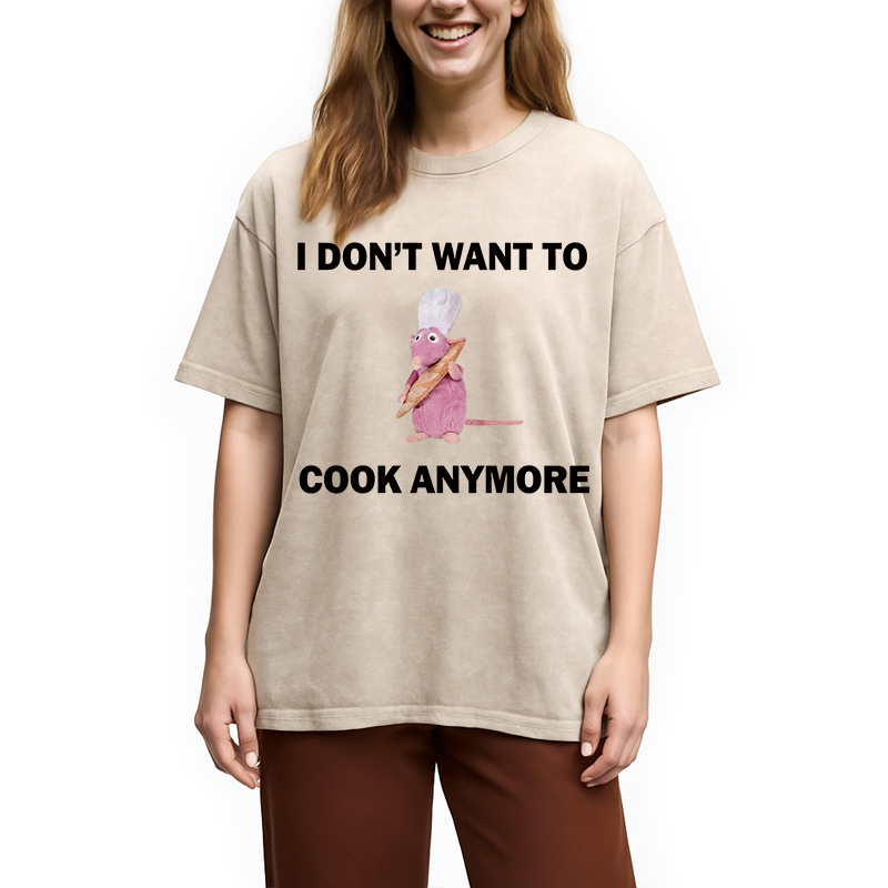 Modecanvas Funny Cooking Meme DTG Printing Washed T-Shirt