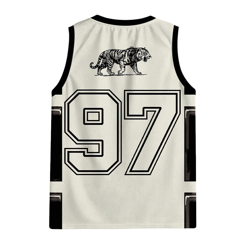 Modecanvas Monochrome Tiger Line Art Jersey Tank