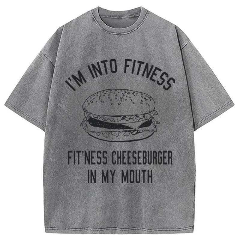 Modecanvas Fitness Cheeseburger DTG Printing Washed T-Shirt