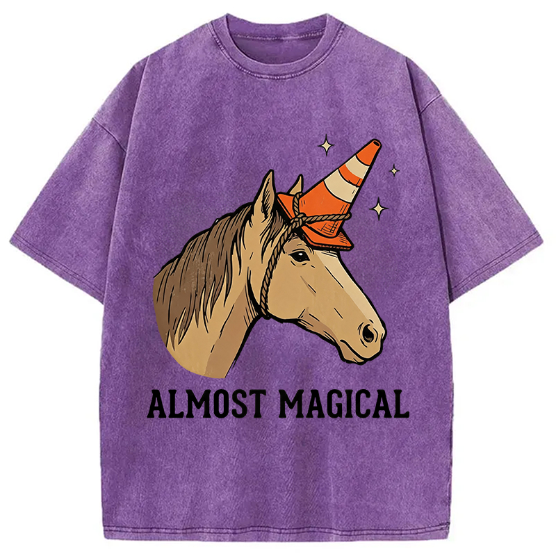 Modecanvas Almost Magical Horse DTG Printing Washed T-Shirt