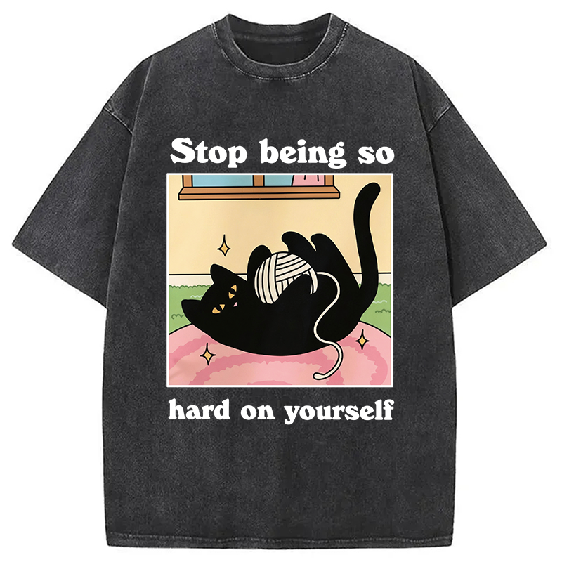 Modecanvas Hard On Yourself DTG Printing Washed T-Shirt