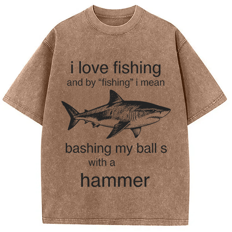 Modecanvas I Love Fishing DTG Printing Washed T-Shirt