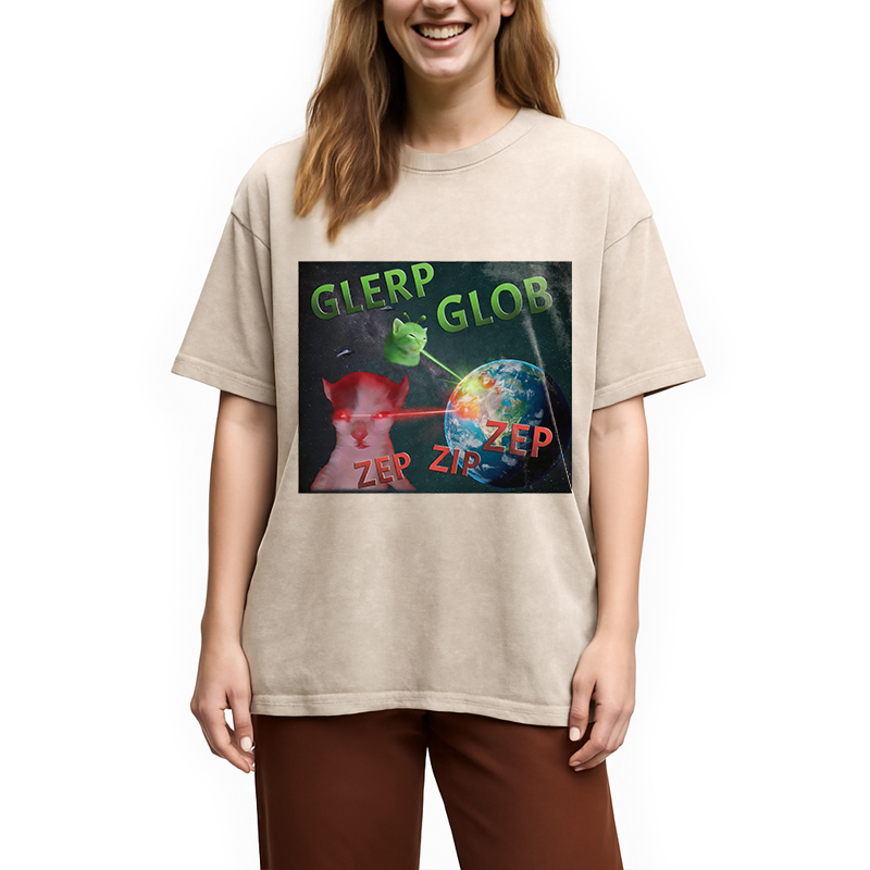 Modecanvas Glerp Glob Meme DTG Printing Washed T-Shirt