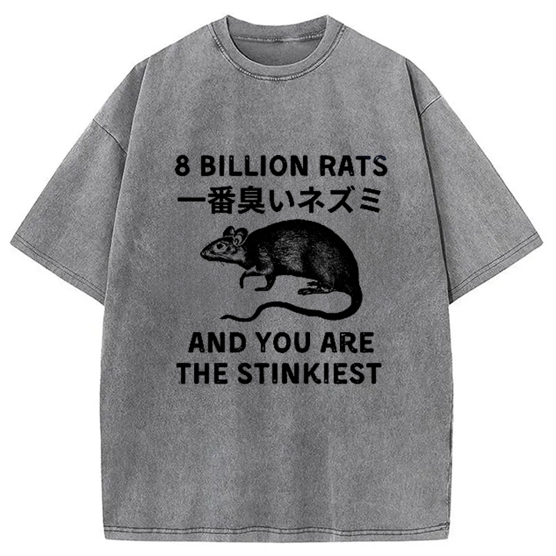 Modecanvas Funny Japanese Rat Washed T-Shirt