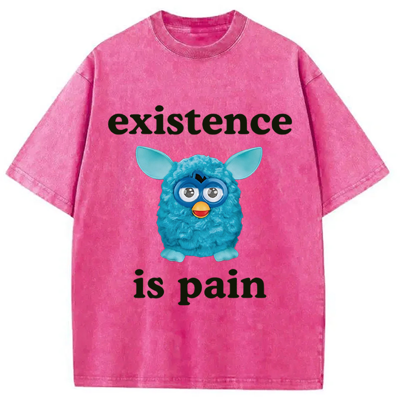 Modecanvas Existence Is Pain DTG Printing Washed T-Shirt