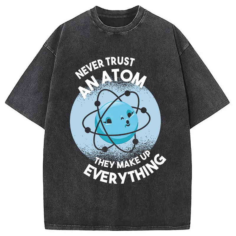Modecanvas Funny Atom 100% Ring Spin DTG Printing Washed T-Shirt