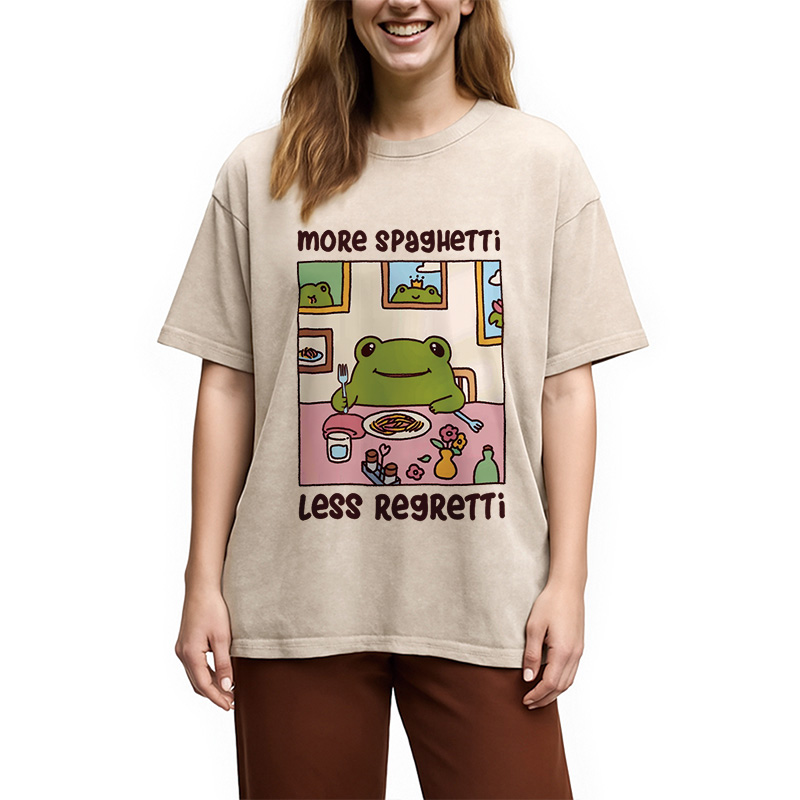 Modecanvas More Spaghetti Less Regretti Frog Washed T-Shirt