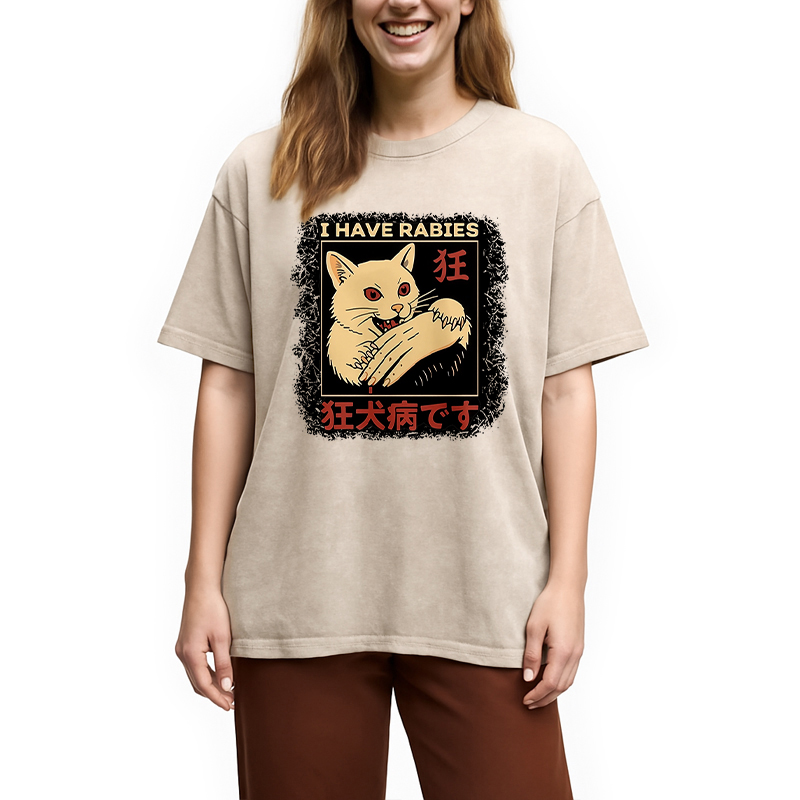 Modecanvas I Have Rabies Washed T-Shirt