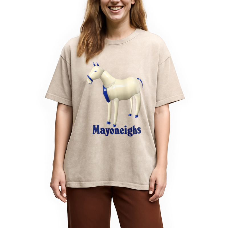 Modecanvas Mayoneighs Horse Washed T-Shirt