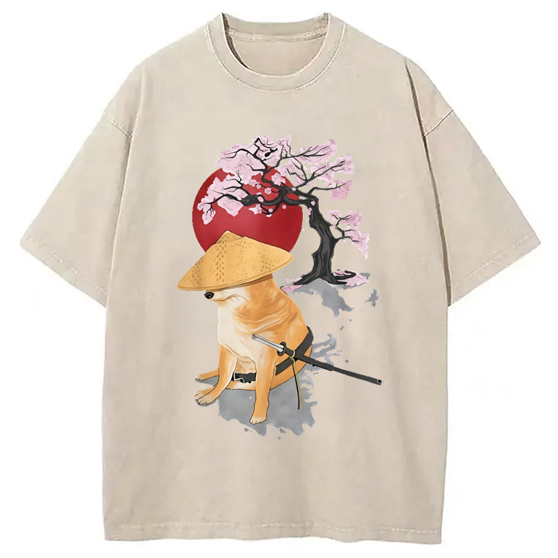 Modecanvas Meme Cheems Japones Japanese Washed T-Shirt