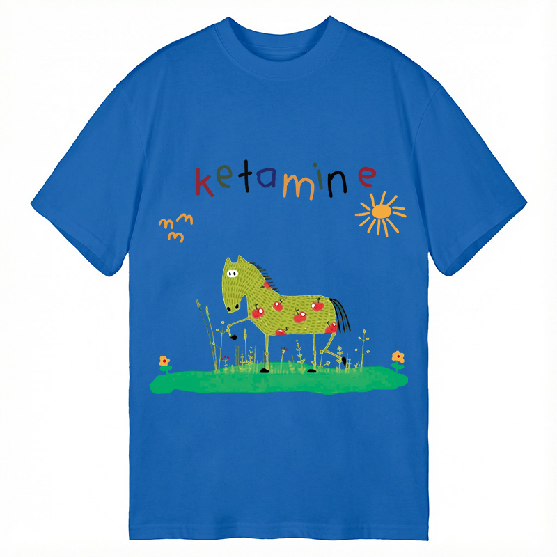 Modecanvas Funny Ketamine Horse DTG Printing Classic T-Shirt-modecanvas