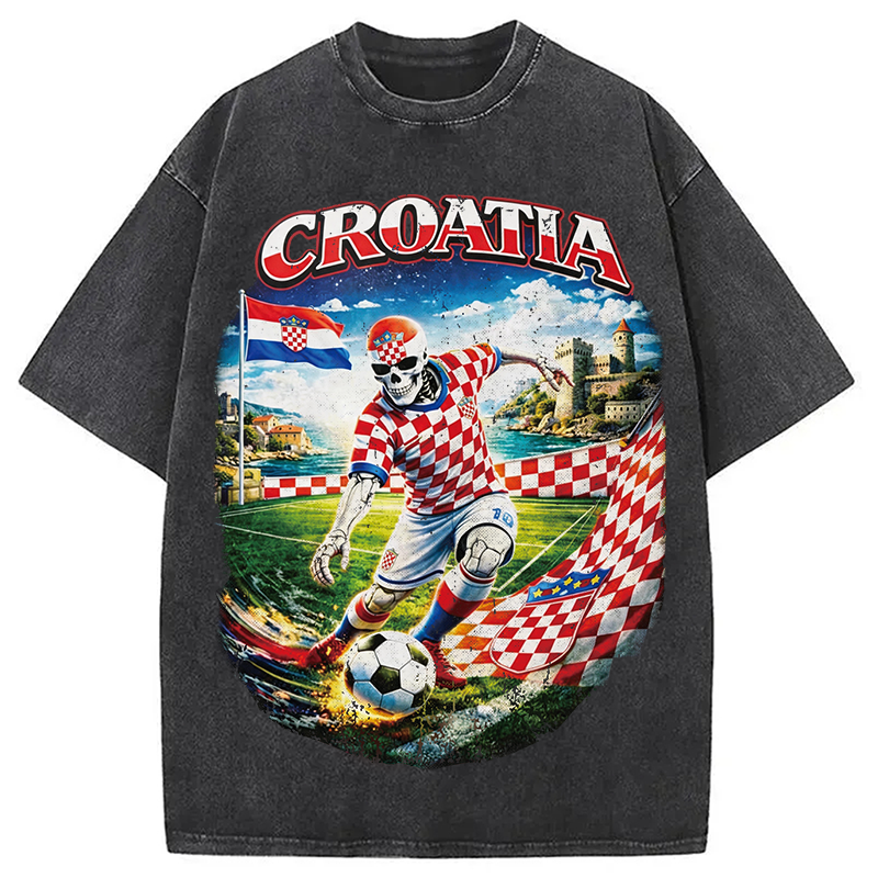 Modecanvas Croatia Soccer DTG Printing Washed T-Shirt