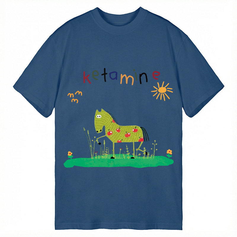 Modecanvas Funny Ketamine Horse DTG Printing Classic T-Shirt-modecanvas