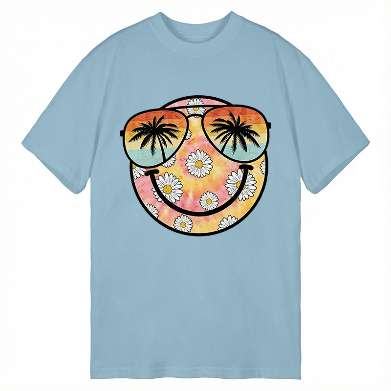 Modecanvas Summer Daisy Smile Face DTG Printing Classic T-Shirt-modecanvas