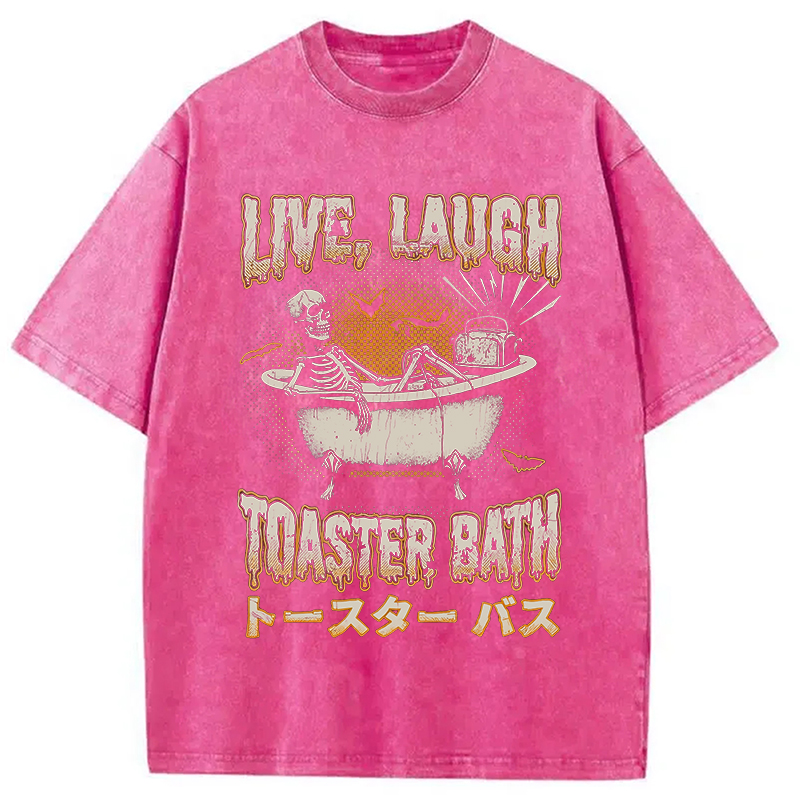 Modecanvas Skeleton Taking A Bath Washed T-Shirt