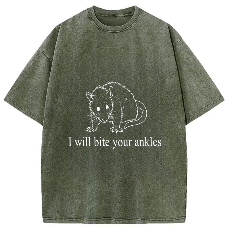 Modecanvas I Will Bite Your Ankles Funny Possum DTG Printing Washed T-Shirt