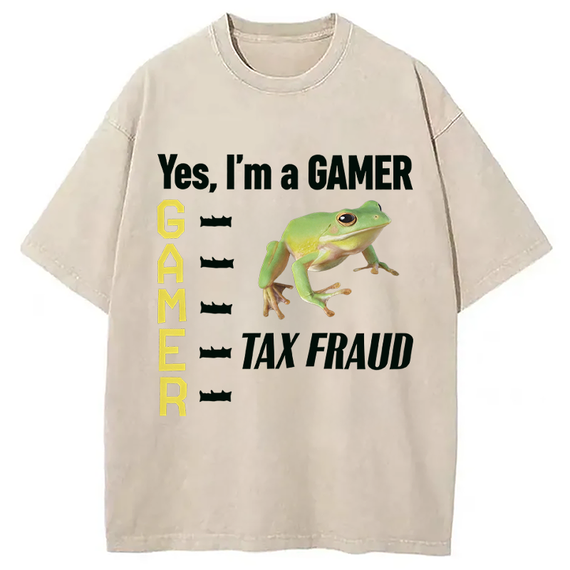Modecanvas Frog Gamer Meme Washed T-Shirt
