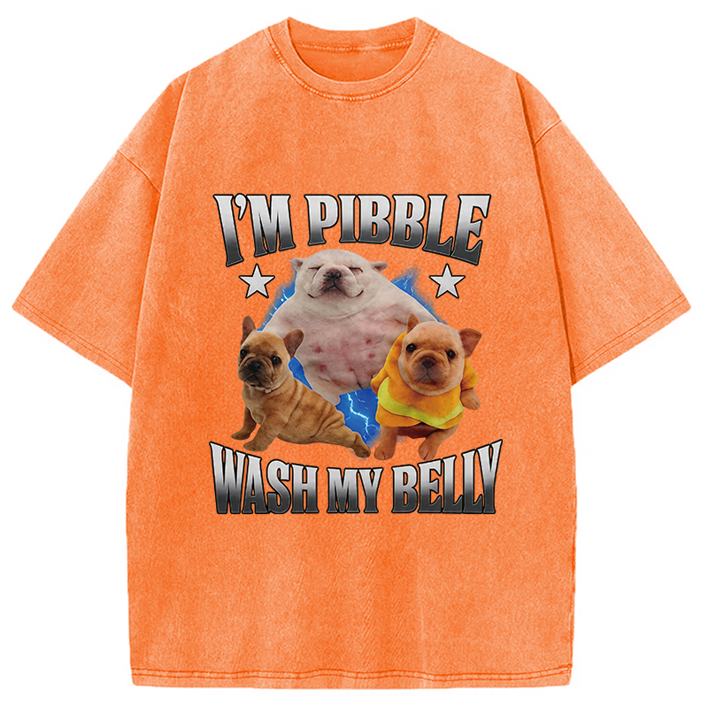Modecanvas Im Pibble Wash My Belly Funny Dog DTG Printing Washed T-Shirt
