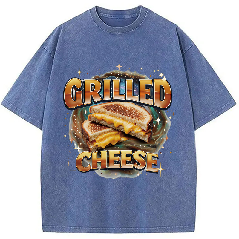 Modecanvas Grilled Cheese DTG Printing Washed T-Shirt