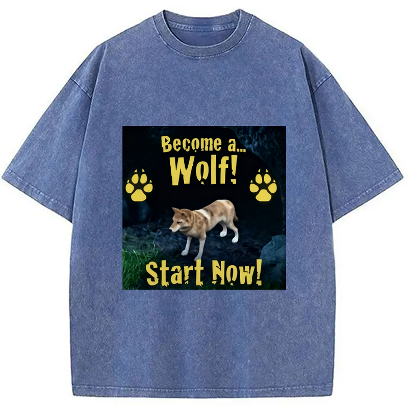 Modecanvas Become A Wolf Washed T-Shirt