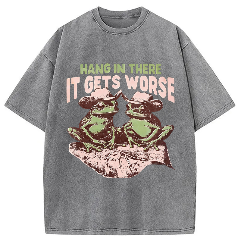 Modecanvas Sarcastic Frog DTG Printing Washed T-Shirt
