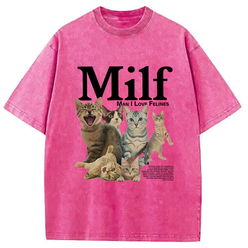 Modecanvas Man I Love Felines Cat Washed T-Shirt