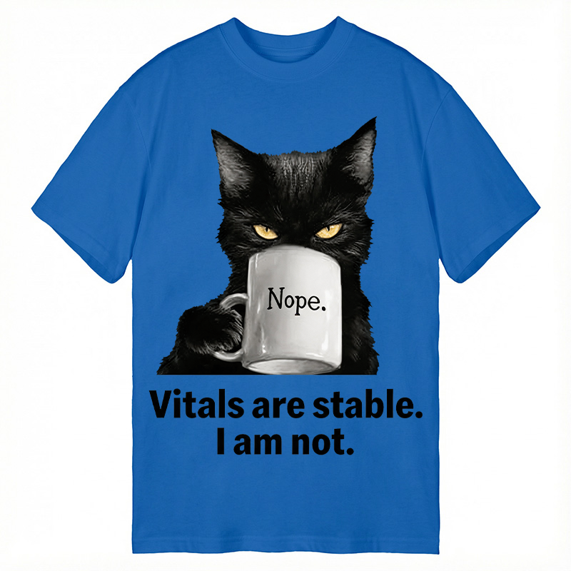Modecanvas Grumpy Black Cat Coffee Meme DTG Printing Classic T-Shirt-modecanvas