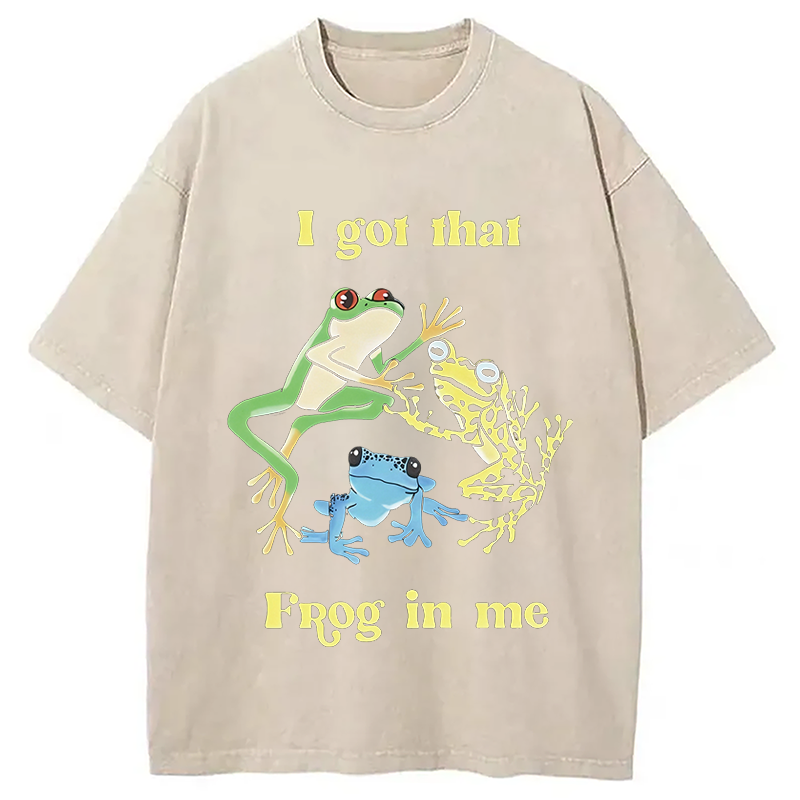 Modecanvas I Got That Frog In Me Meme DTG Printing Washed T-Shirt