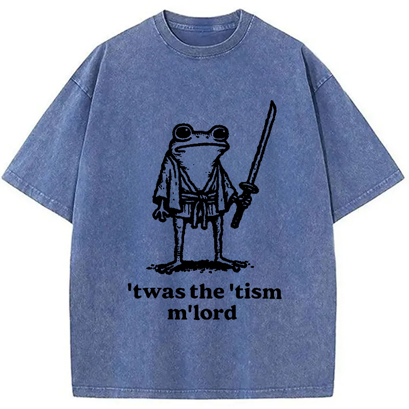 Modecanvas Focused Samurai Frog Washed T-Shirt-modecanvas