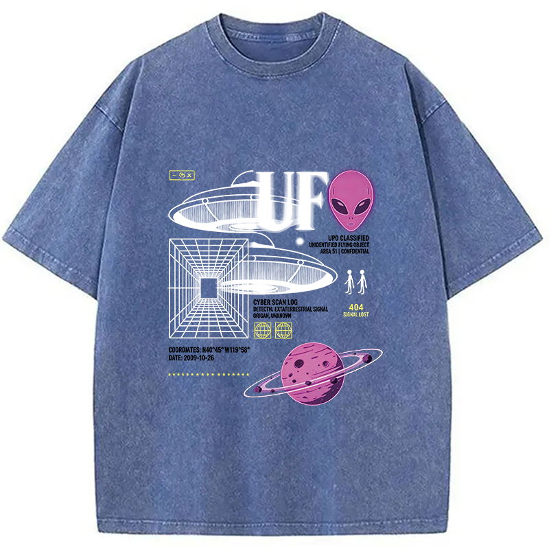 Modecanvas Cosmic Signal Alien Archive DTG Printing Washed T-Shirt