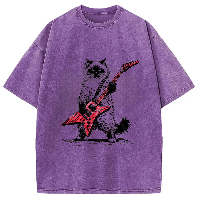 Modecanvas Raccoon Playing Guitar Washed T-Shirt